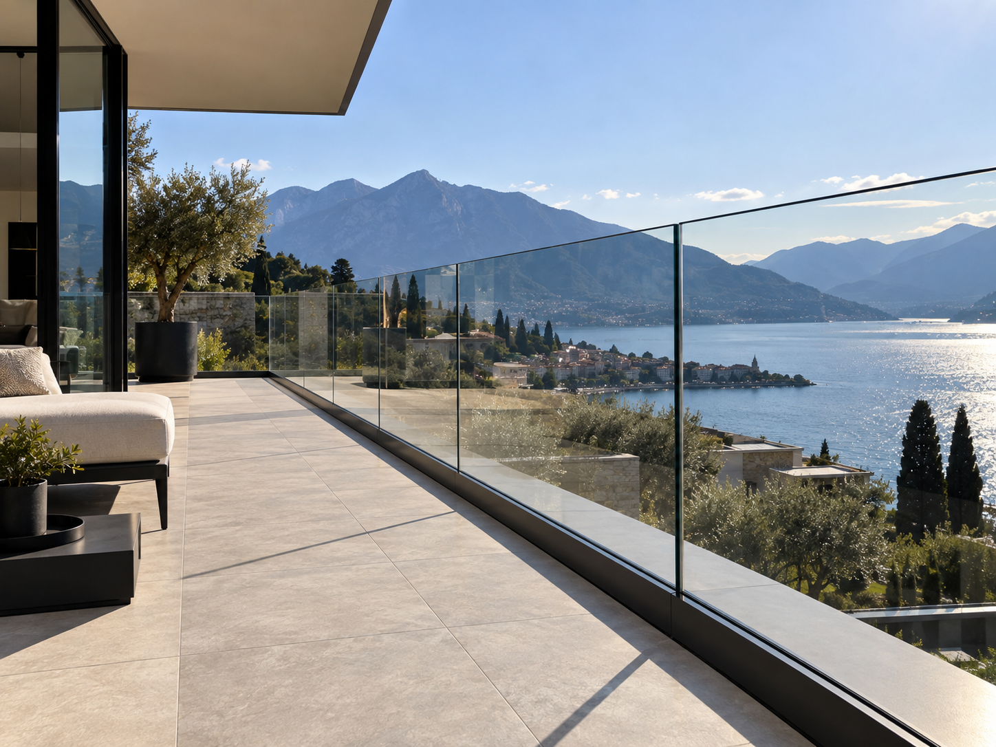 Ringhiera in vetro su terrazza panoramica